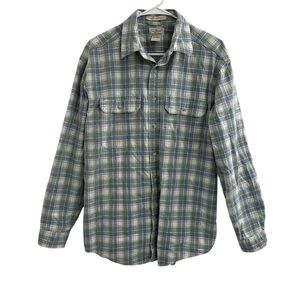 L.L. Bean Traditional Fit Men’s Long Sleeve Green and Blue Plaid Flannel Shirt